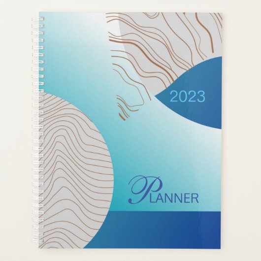 Blauw elegant abstract planner (Voorkant)