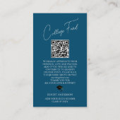 Blauw Elegant Afstuderen Foto QR Code College Fund Informatiekaartje (Achterkant)