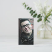 Blauw Elegant Afstuderen Foto QR Code College Fund Informatiekaartje (Staand voorkant)