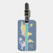 Blauw Elegant Bagage-label met naam Bagagelabel (Voorkant verticaal)