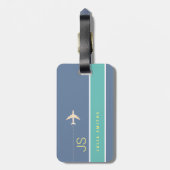 Blauw Elegant Bagage-label met naam Bagagelabel (Achterkant verticaal)