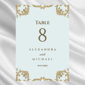 Blauw Elegant  Barok Huwelijk Kaart