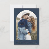 Blauw Elegant Bewaar de Datum Foto Minimalistisch Save The Date (Voorkant)