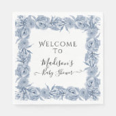 Blauw Elegant Bloemen Chinoiserie Baby Meisje Douc Servet (Voorkant)