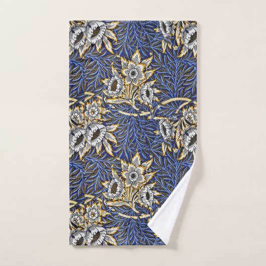 Blauw Elegant Bloemen  Patroon Bad Handdoek (Handdoek)