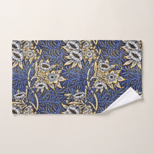 Blauw Elegant Bloemen  Patroon Bad Handdoek (Handdoek)