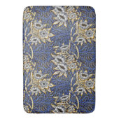 Blauw Elegant Bloemen  Patroon Badmat (Voorkant Verticaal)