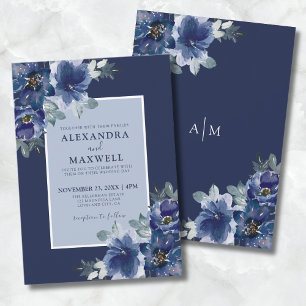 Blauw Elegant Botanisch Aquarel Bloemendecor Bruil Kaart