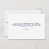 Blauw Elegant Botanisch Brokaat Kant Bruiloft Bedankkaart (Achterkant)