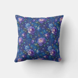 Blauw Elegant  Botanisch Chic Kussen