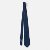 Blauw Elegant Bruidsjonker Monogram Huwelijk Stropdas (Achterkant)
