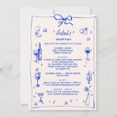 Blauw Elegant Cocktail Champagne Bruiloft Kaart (Achterkant)