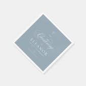 Blauw Elegant Cross Script Kalligrafie doopsel Servet (Hoek)