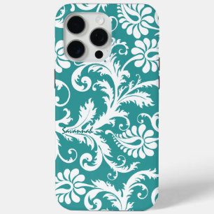 Blauw Elegant Damask verandert Blauw om het even iPhone 15 Pro Max Hoesje