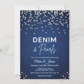 Blauw Elegant Denim en Parels Couple's Shower Kaart (Voorkant)