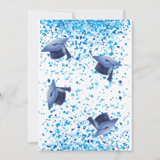 Blauw Elegant dubbel feest Afstudeerfeest Kaart (Achterkant)