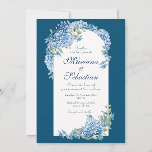 Blauw elegant, eenvoudig glanzend en prachtig save the date (Voorkant)