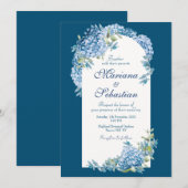Blauw elegant, eenvoudig glanzend en prachtig save the date (Voorkant / Achterkant)