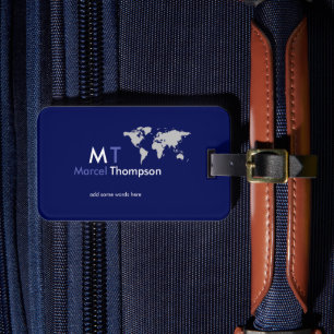 Blauw elegant-en-modern Monogrammed Travel Bagagelabel