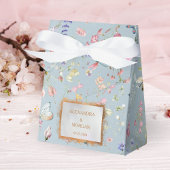 Blauw Elegant Favor Doosje met Wilde Bloemen