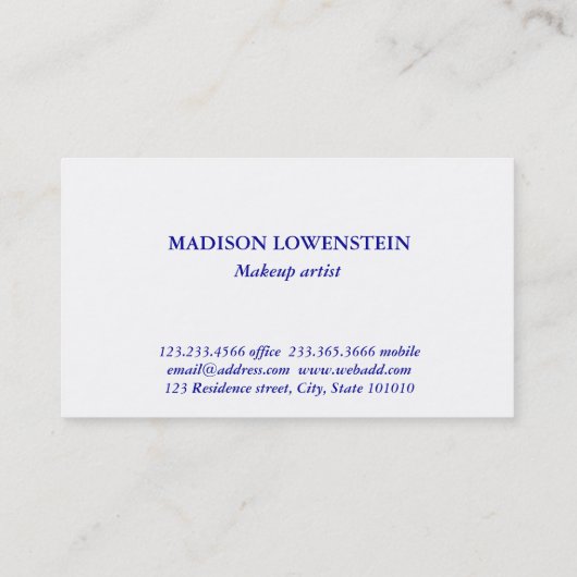  blauw Elegant Floral Flourish Pattern Visitekaartje (Achterkant)