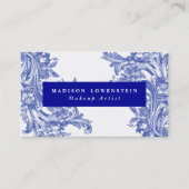  blauw Elegant Floral Flourish Pattern Visitekaartje (Voorkant)