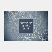 Blauw Elegant Floury Monogram Deurmat (Voorkant)