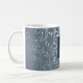 Blauw Elegant Floury Monogram Mok (Links)