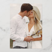 Blauw Elegant Folie Script Fotobruiloft Folie Uitnodiging (Achterkant)