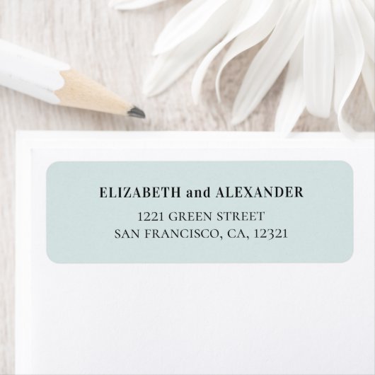 Blauw elegant formeel huwelijk. Eenvoudig modern a Etiket (Insitu)