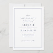 Blauw Elegant gouden klassieke minimalistische sav Save The Date (Voorkant)