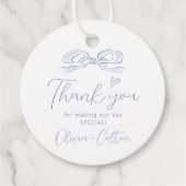 Blauw Elegant Hand getrokken boog dank u bruiloft Bedankjes Labels (Voorkant)