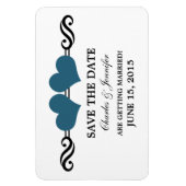 Blauw elegant hart Opslaan Datum magneet (Verticaal)