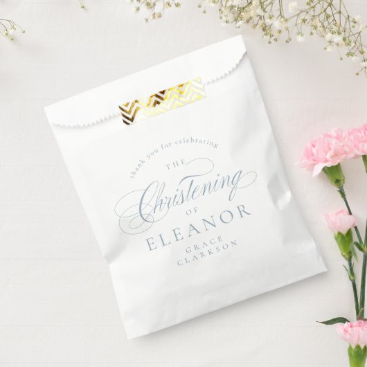Blauw Elegant Kalligrafie doopsel dank u Bedankzakje (Gezegeld)
