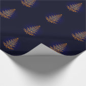 Blauw Elegant Kerstboom Wrapping Paper Cadeaupapier (Hoek)