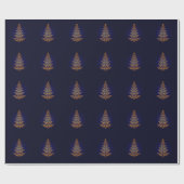 Blauw Elegant Kerstboom Wrapping Paper Cadeaupapier (Vlak)