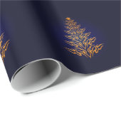 Blauw Elegant Kerstboom Wrapping Paper Cadeaupapier (Rol Hoek)