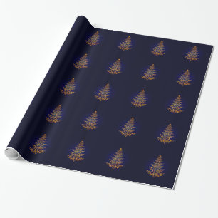 Blauw elegant kerstboompapier cadeaupapier