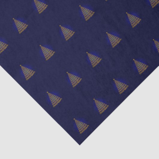 Blauw elegant kerstboompapier tissuepapier (Detail)