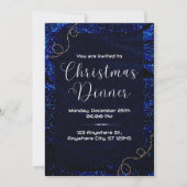 Blauw Elegant Kerstdiner uitnodiging (Voorkant)