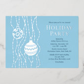 Blauw Elegant Kerstfeest Zakelijke Vakantie Folie Uitnodiging (Voorkant)