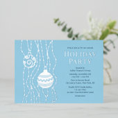 Blauw Elegant Kerstfeest Zakelijke Vakantie Folie Uitnodiging (Staand Voorkant)