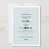 Blauw elegant klassiek formeel verlovingsfeest kaart (Voorkant)