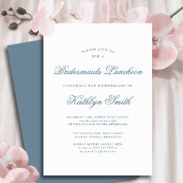 Blauw Elegant Klassiek Script Bruidsmeisjes Lunche Kaart