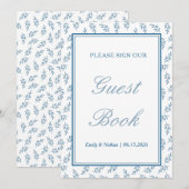 Blauw Elegant Klassiek Trouwen Guest Book Sign (Voorkant / Achterkant)