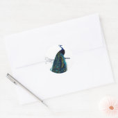 blauw Elegant kleurig Peacock Ronde Sticker (Envelop)