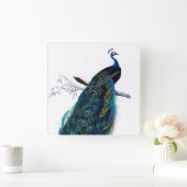  blauw Elegant kleurig Peacock Vierkante Klok (Huis)