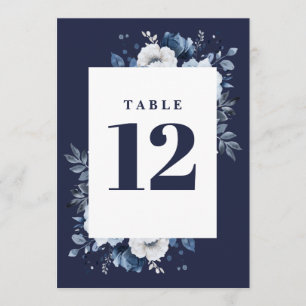 Blauw Elegant Landelijk Bloem Motief Tafelnummer