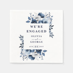 Blauw Elegant Landelijk Bloem Motief Verlovingsfee Servet