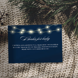 Blauw Elegant Minimalistisch Baby shower Boeken vo Informatiekaartje